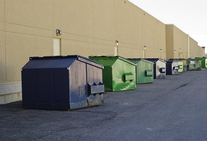 a collection of bright and vibrant dumpsters in a construction zone in Bladensburg, MD